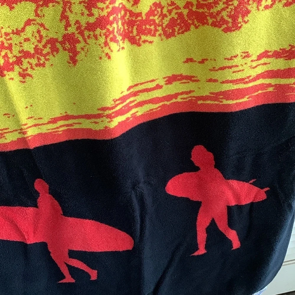 Resort Living Surfer Sunset Beach Towel Red Orange Yellow Black Extra Large 3x6’